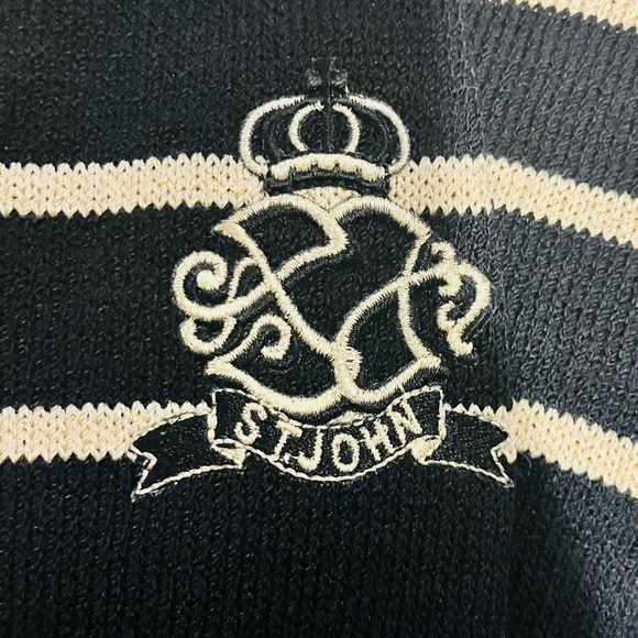 St. John Sport Santana Knit Black Gold Nautical Preppy Striped Sweater S NWOT - Picture 4 of 6